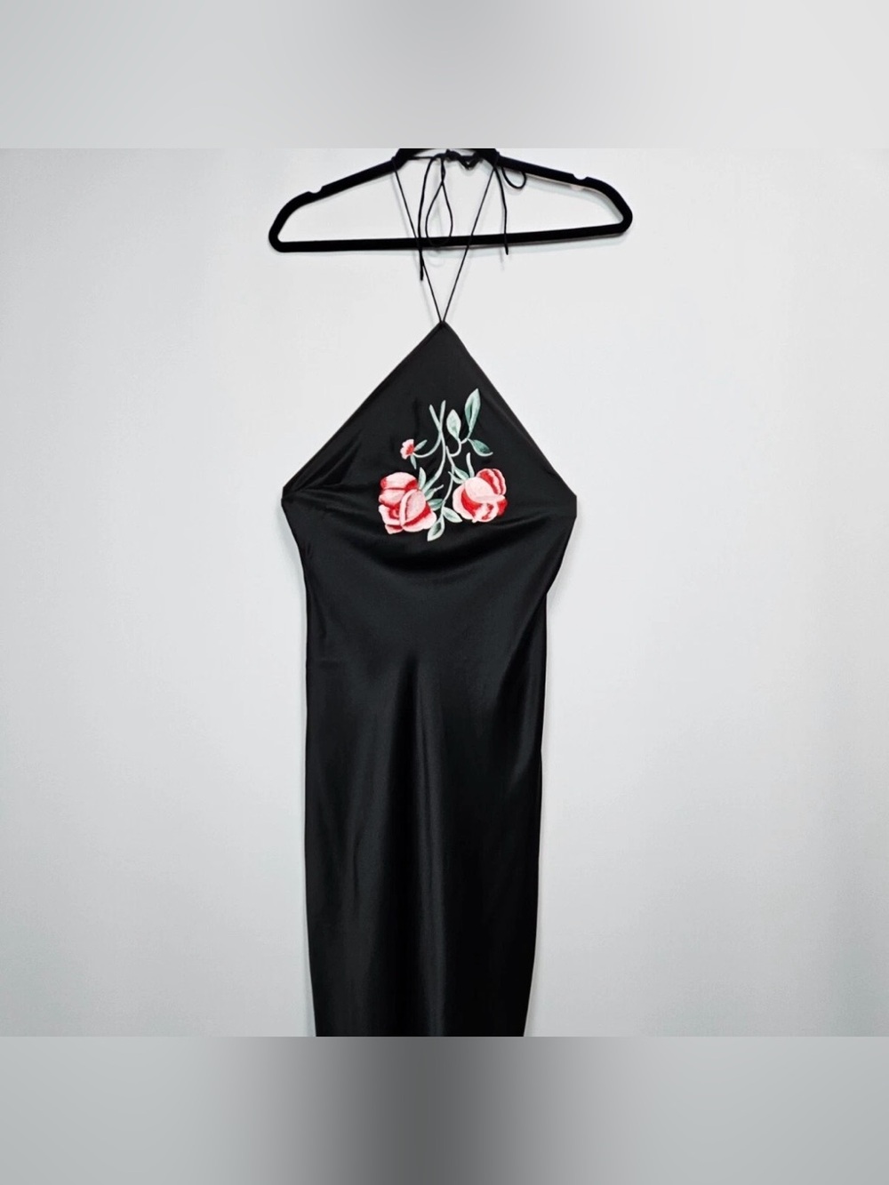 Realisation Par The Electra Dress Pandora Black Floral Halter Silk Slip XS